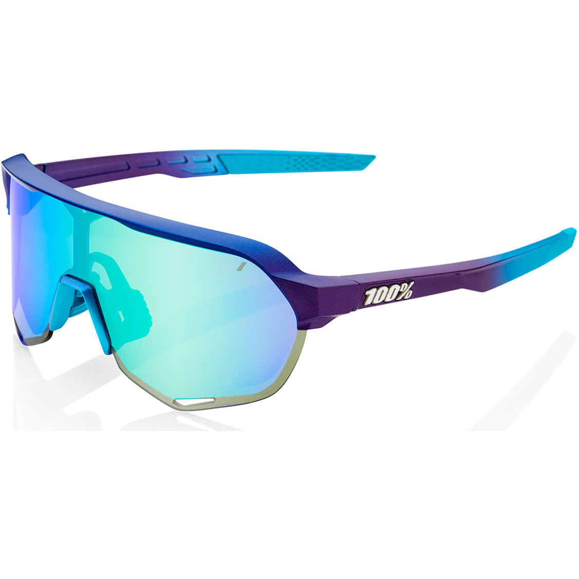 100 Percent S2 Sunglasses - One Size Fits Most - Matte Metallic Into The Fade Blue Topaz Multilayer Mirror Lens