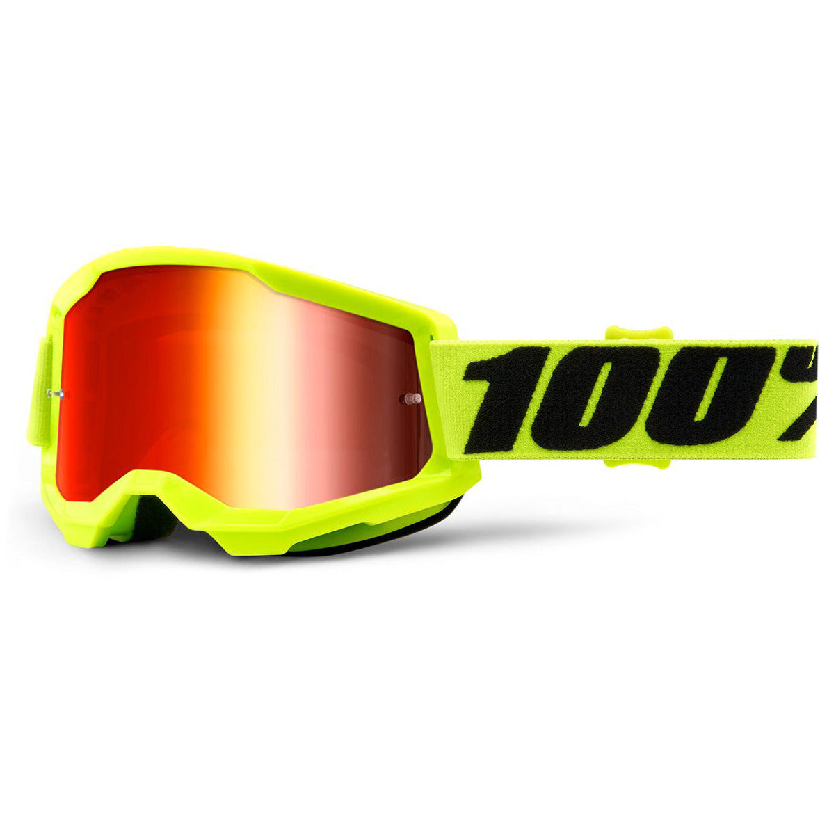 100 Percent Strata 2 Goggles - One Size Fits Most - Fluo Yellow - Red Mirror Lens