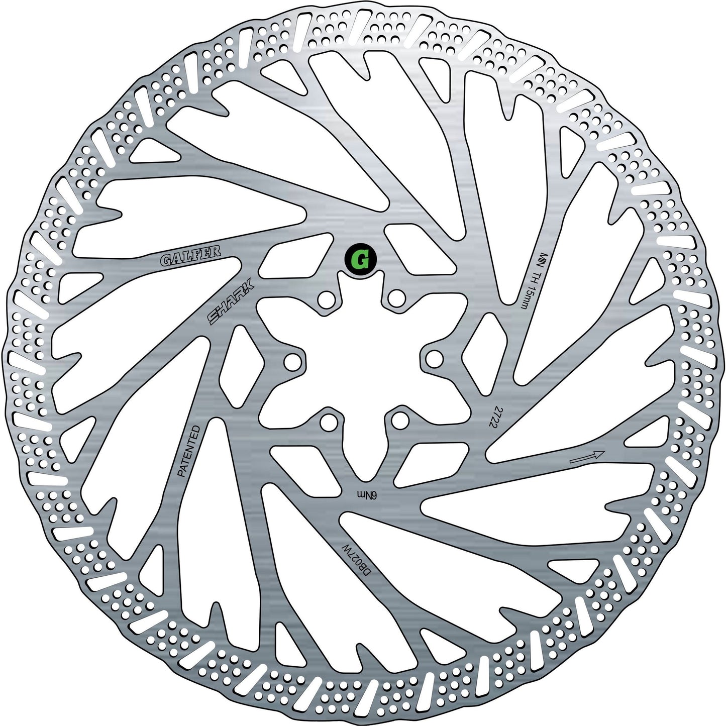 Galfer Shark 6 Bolt Disc Brake Rotor - 223mm - 6 Bolt - 2.0mm