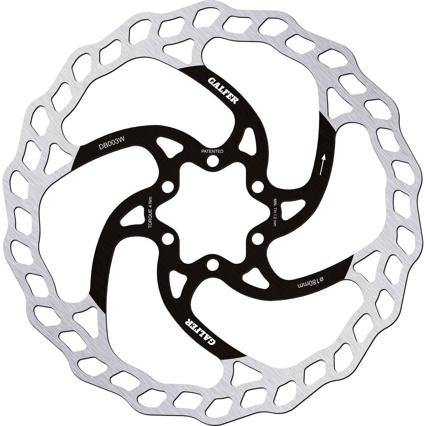 Galfer Wave 6 Bolt Disc Brake Rotor - 180mm - 6 Bolt - 1.8mm