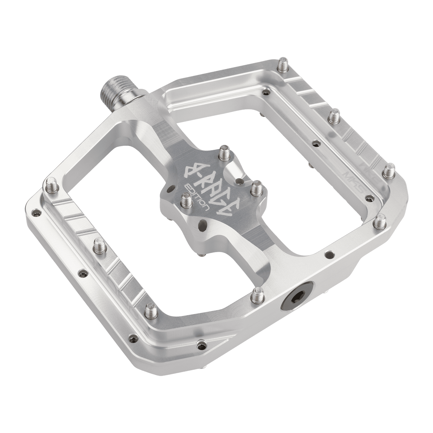 burgtec mtb pedals Burgtec Penthouse MK5 B-Rage Edition Steel Axle Alloy Flat Pedals - L