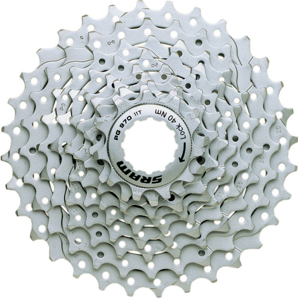 SRAM PG-970 9 Speed Cassette - 9 Speed - Shimano HG Splined - 11-34T - Silver