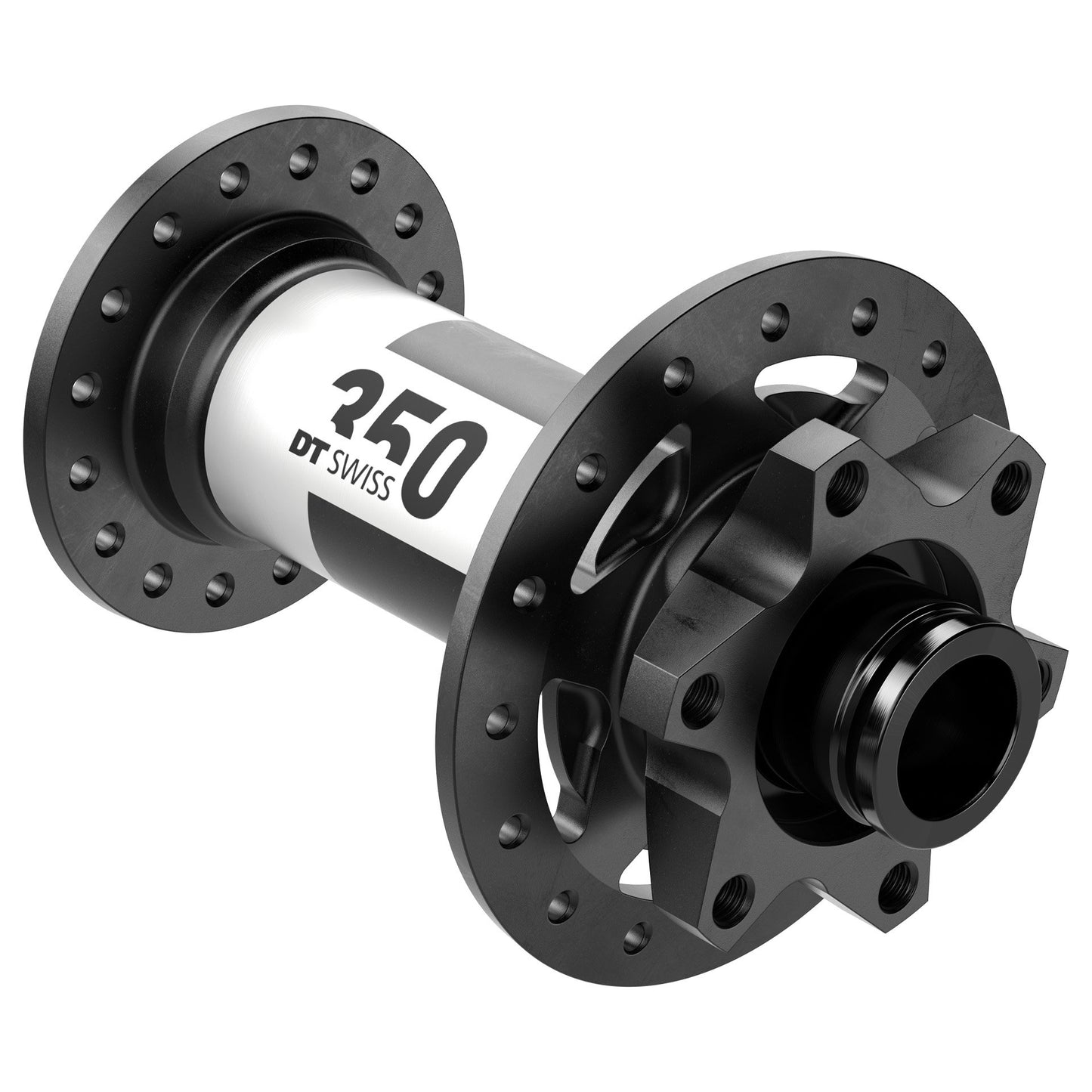 DT Swiss 350 6 Bolt Disc Front Hub - Not Applicable - Black - White - 15x110mm Boost - 2022 - 6 Bolt - Front - 32 Hole