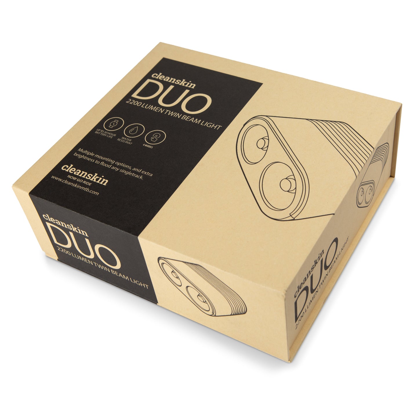 Cleanskin Duo V2 2200 Lumen Front LED Light - With GoPro Mount - Neoprene Case