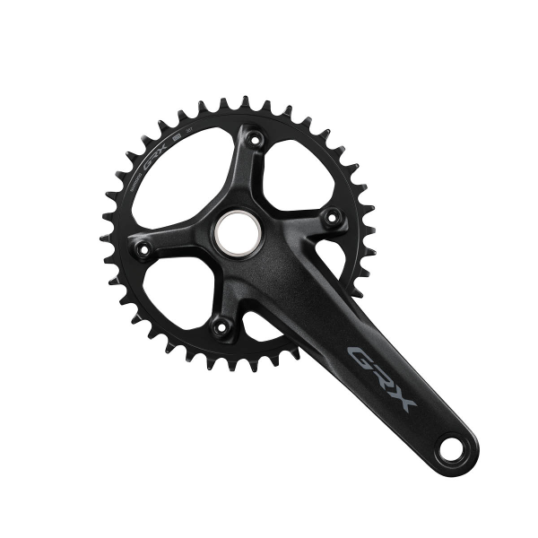 Shimano GRX FC-RX610 1x12 Speed Crankset - 68-70mm Shell - 24mm - Four Bolt - 110 BCD - 175mm - Black - 38T - 49.7mm Chainline
