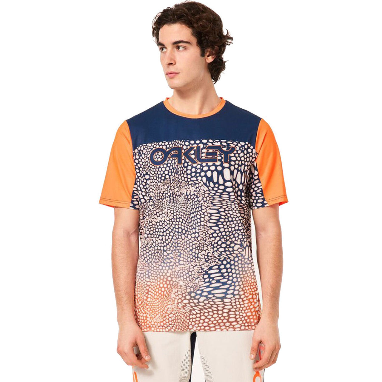 Oakley Maven Coast Short Sleeve Jersey - XL - Distorted Frogskin Blue - Orange