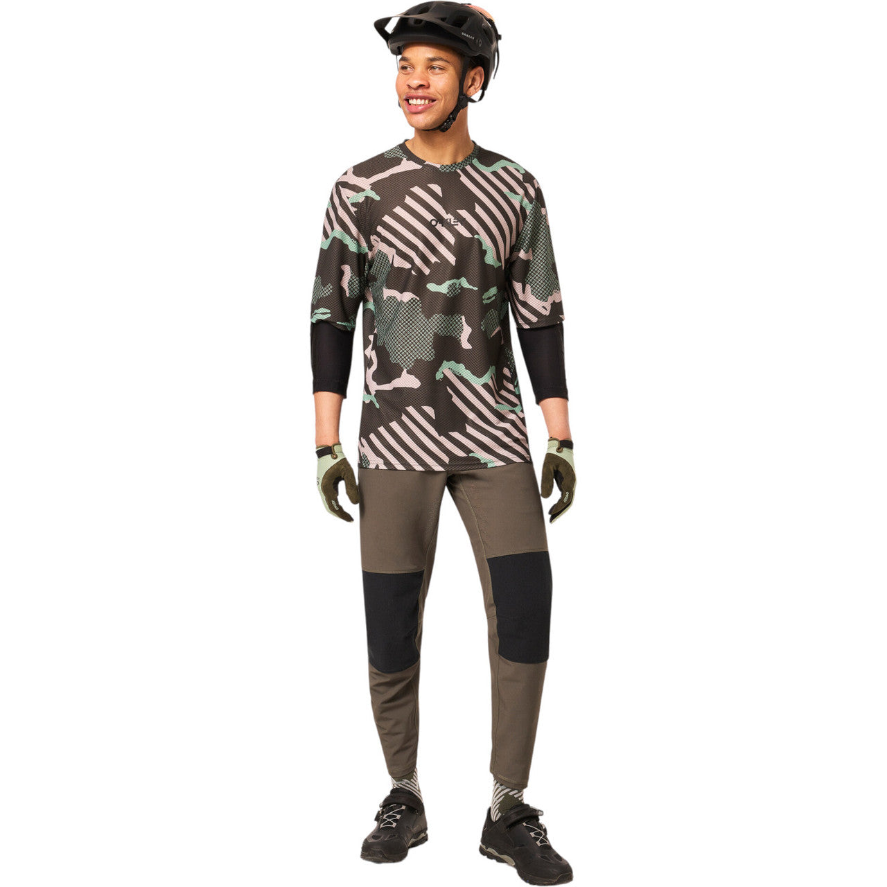 Oakley Ride Free Short Sleeve Jersey - L - Green Stripe - Grip Camo