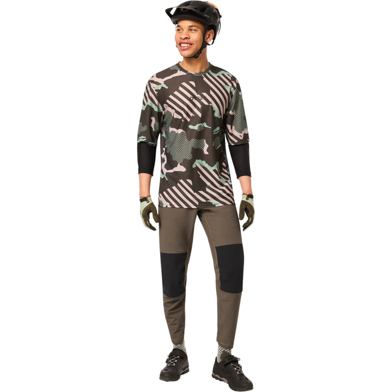 Oakley Ride Free Short Sleeve Jersey - S - Green Stripe - Grip Camo