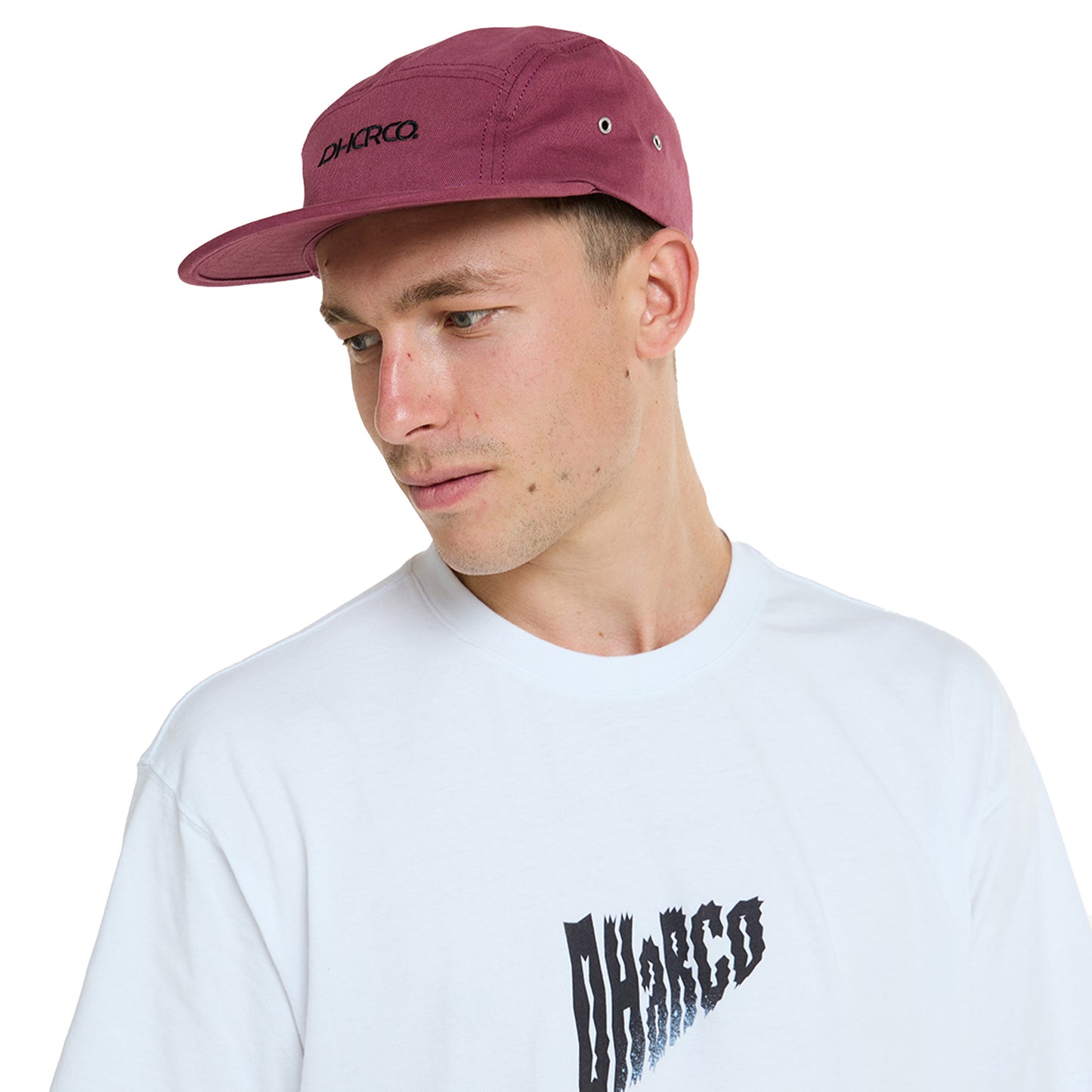 DHaRCO 5 Panel Cotton Snapback Hat - One Size Fits Most - Sangria