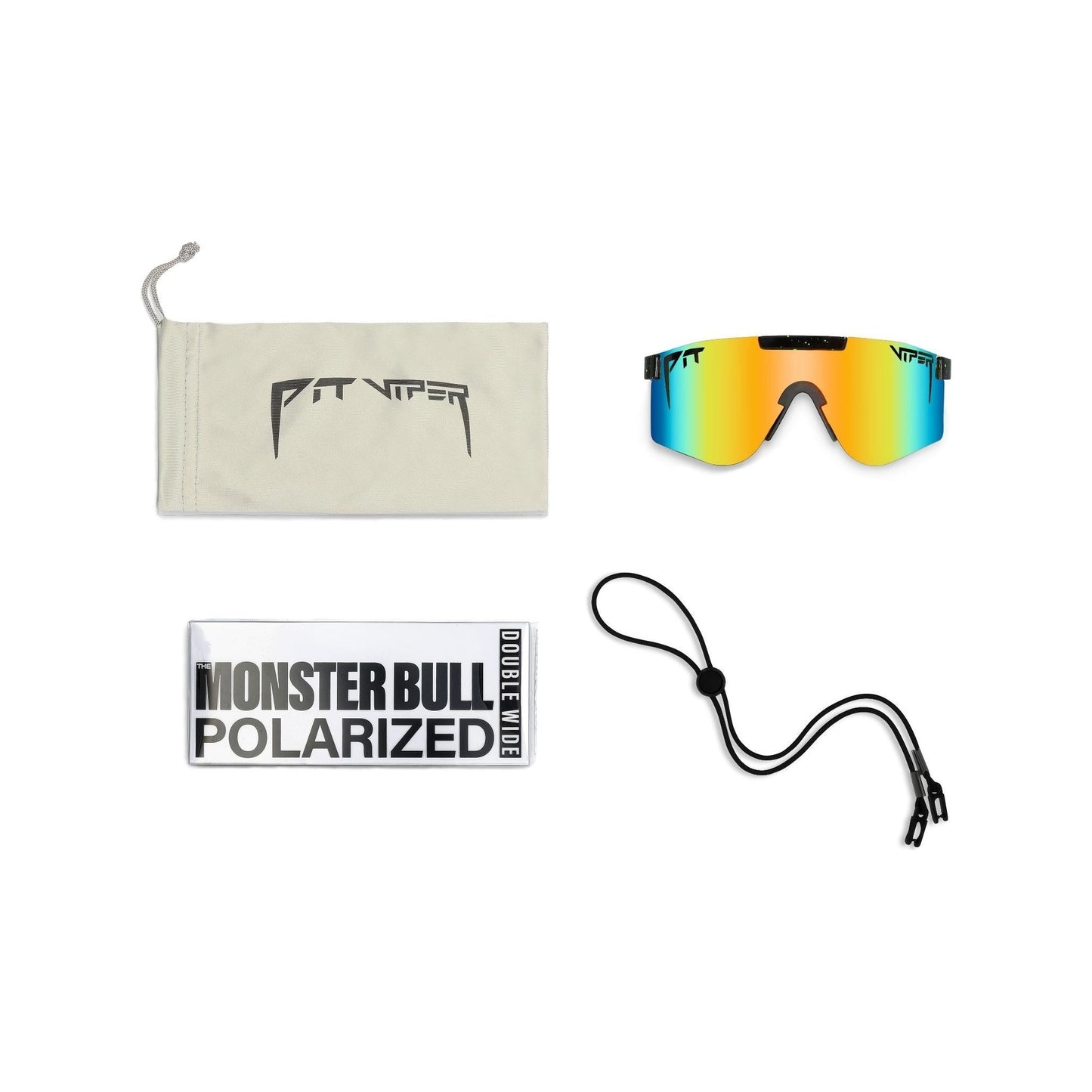 Pit Viper Original Wide Sunglasses - The Monster Bull - Black - Mirror Polarized Lens