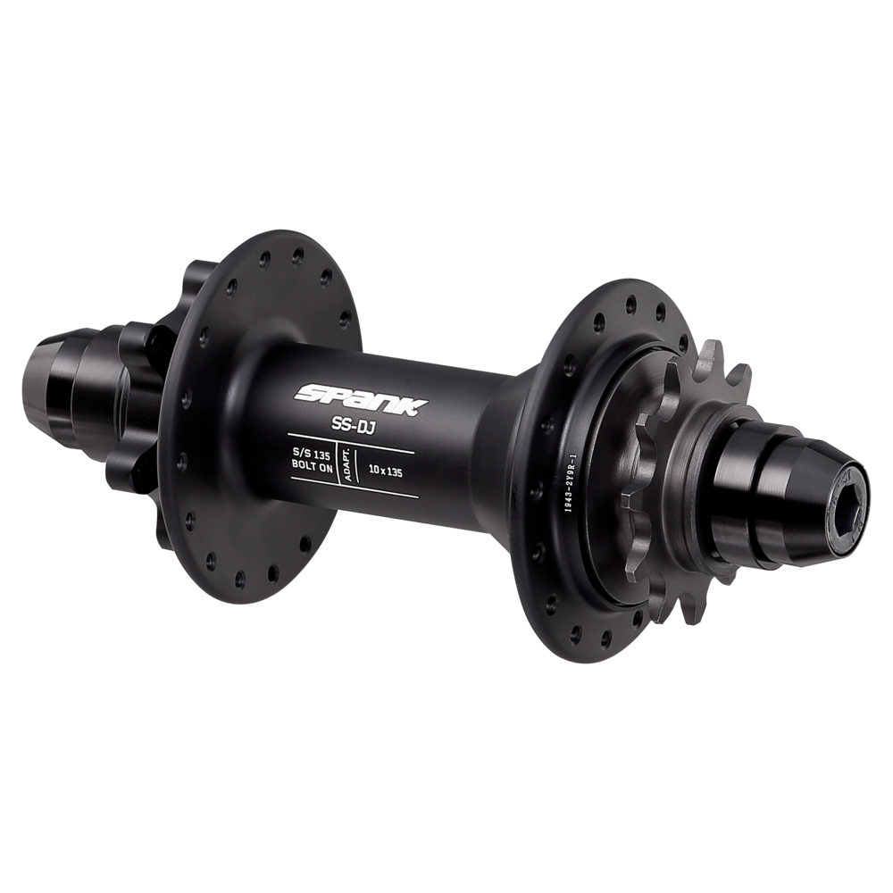 Spank SS-DJ Rear Hub - Rear - 10x135mm Bolt-Up - 6 Bolt - 32 Hole - J-Bend - Black