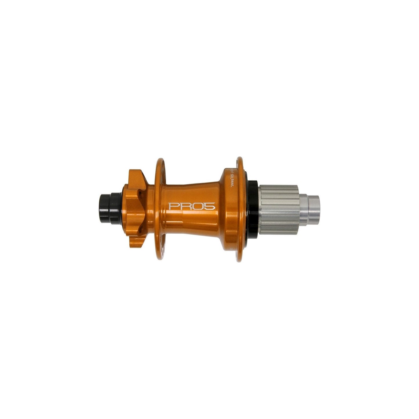 Hope Pro 5 Rear 6 Bolt 12x157mm Disc Hub - Rear - 12x157mm Superboost - Shimano Microspline - 6 Bolt - 32 Hole - J-Bend - Orange
