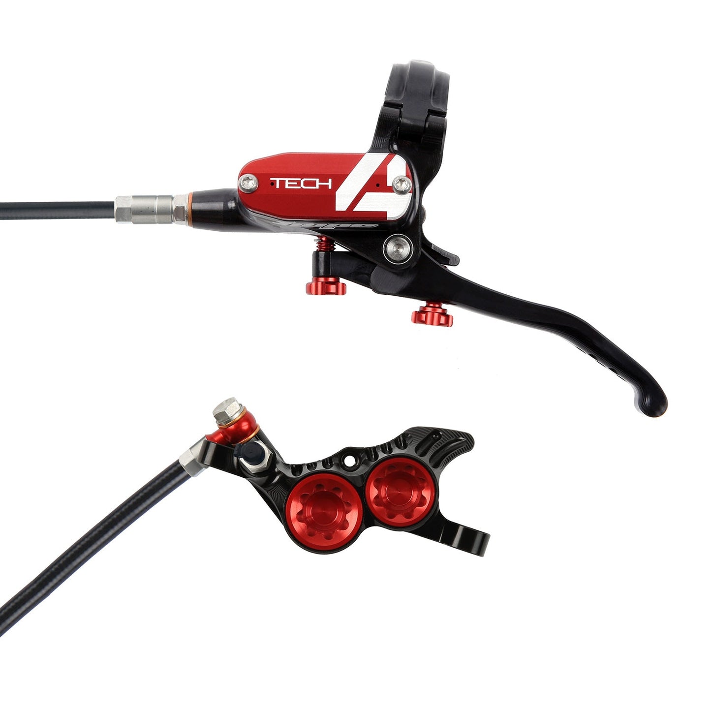 Hope Tech 4 V4 Disc Brake - Rear - Left Lever - 1720mm - Black - Red