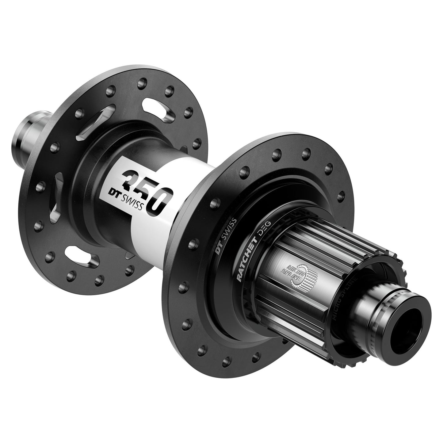 DT Swiss 350 DEG Rear Hub - Rear - 12x148mm Boost - Shimano MicroSpline - Centrelock - 32 Hole - J-Bend - Black - Ratchet DEG- ASL12 - Image 1