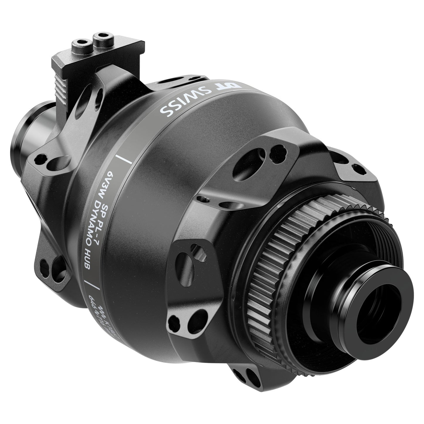 DT Swiss DT350 DBCL Dynamo Hub - Front - 12x100mm - Centrelock - 24 Hole - Straight Pull - Black - Image 1