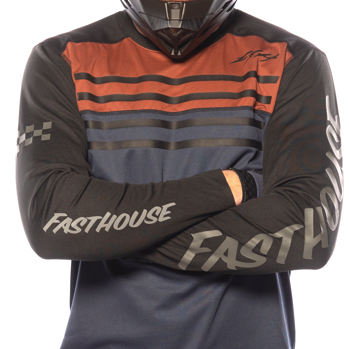 Fasthouse Alloy Sidewinder Long Sleeve Jersey - L - Rust - Midnight Navy - Image 4