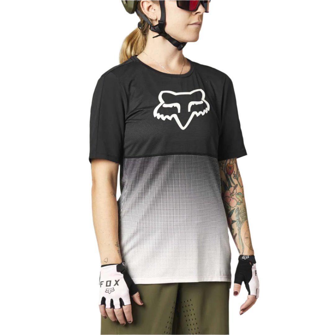Fox Flexair Women's Short Sleeve Jersey - Women's XS - Black - Pink - Image 1