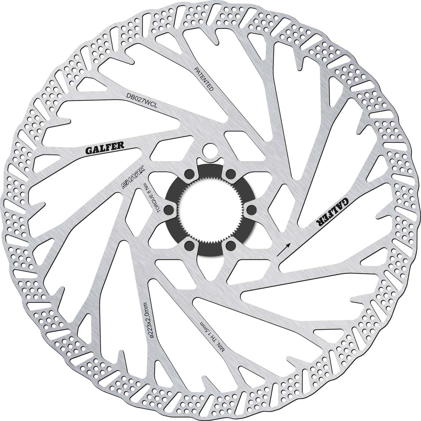 Galfer Shark Centrelock Disc Brake Rotor - 223mm - Centrelock - 2.0mm - Image 4