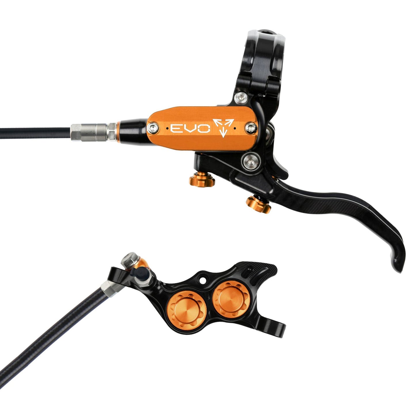 Hope Tech EVO TR4 Disc Brake - Front - Right Lever - 2000mm - Black - Orange - Image 1