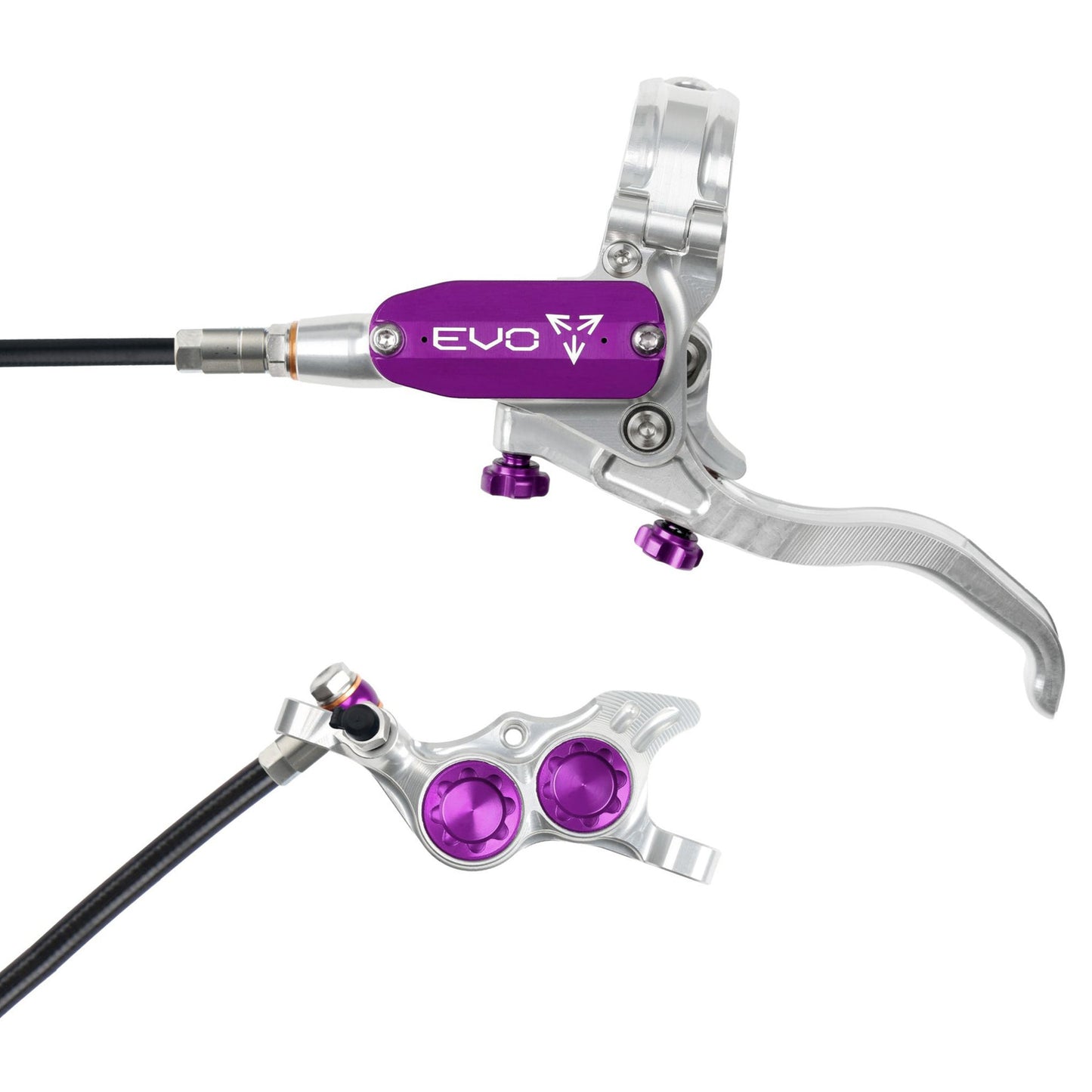 Hope Tech EVO TR4 Disc Brake - Front - Right Lever - 2000mm - Silver - Purple - Image 1