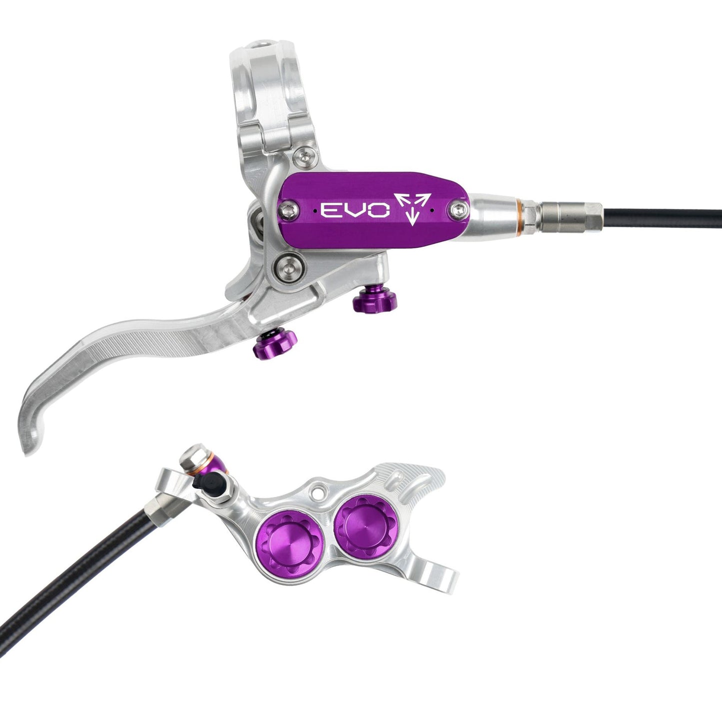 Hope Tech EVO TR4 Disc Brake - Rear - Left Lever - 2000mm - Silver - Purple - Image 1