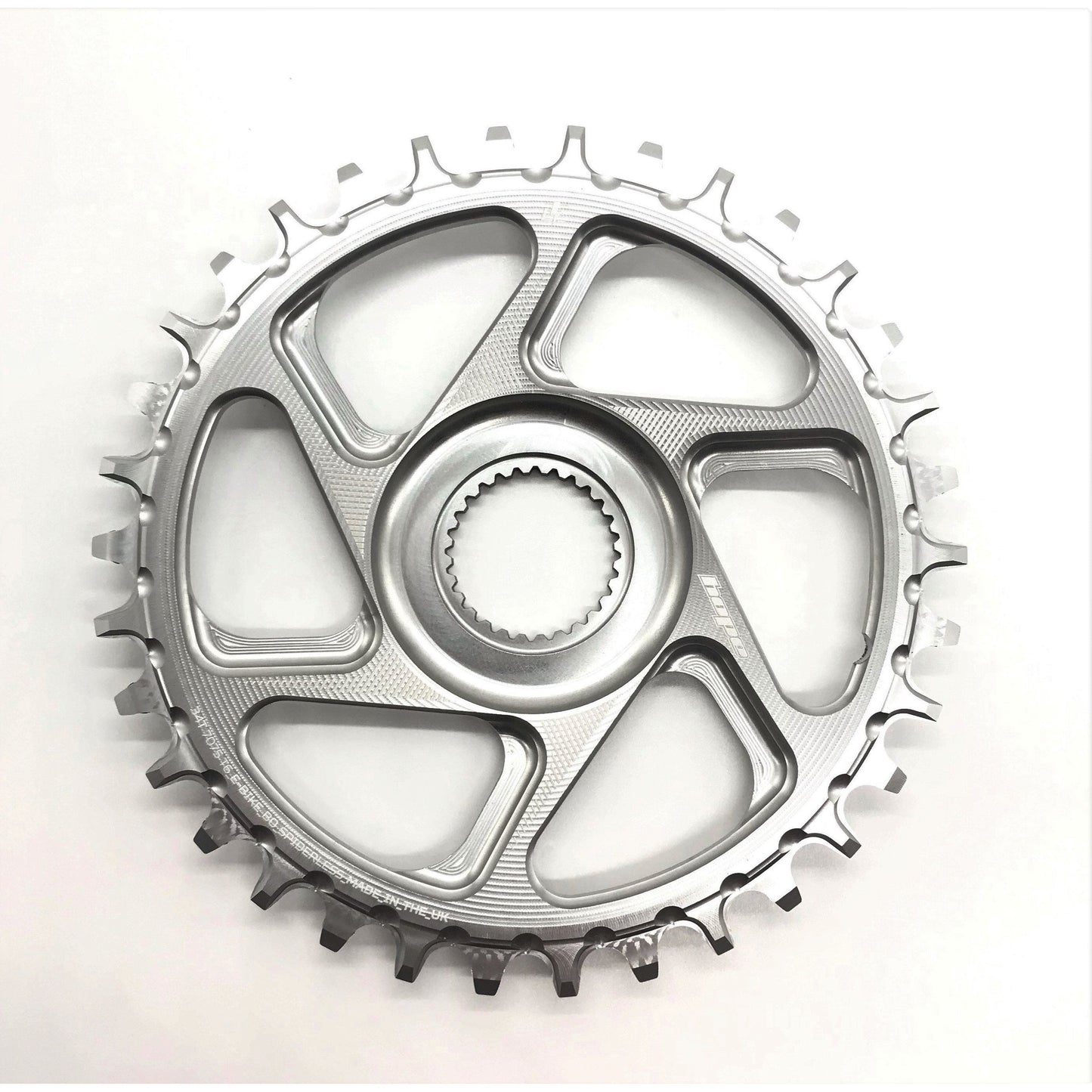 Hope Spiderless Retainer Chainring - Direct Mount - Bosch - 51-53mm Chainline - Round - 34T - 9-12 Speed - Silver - Alloy