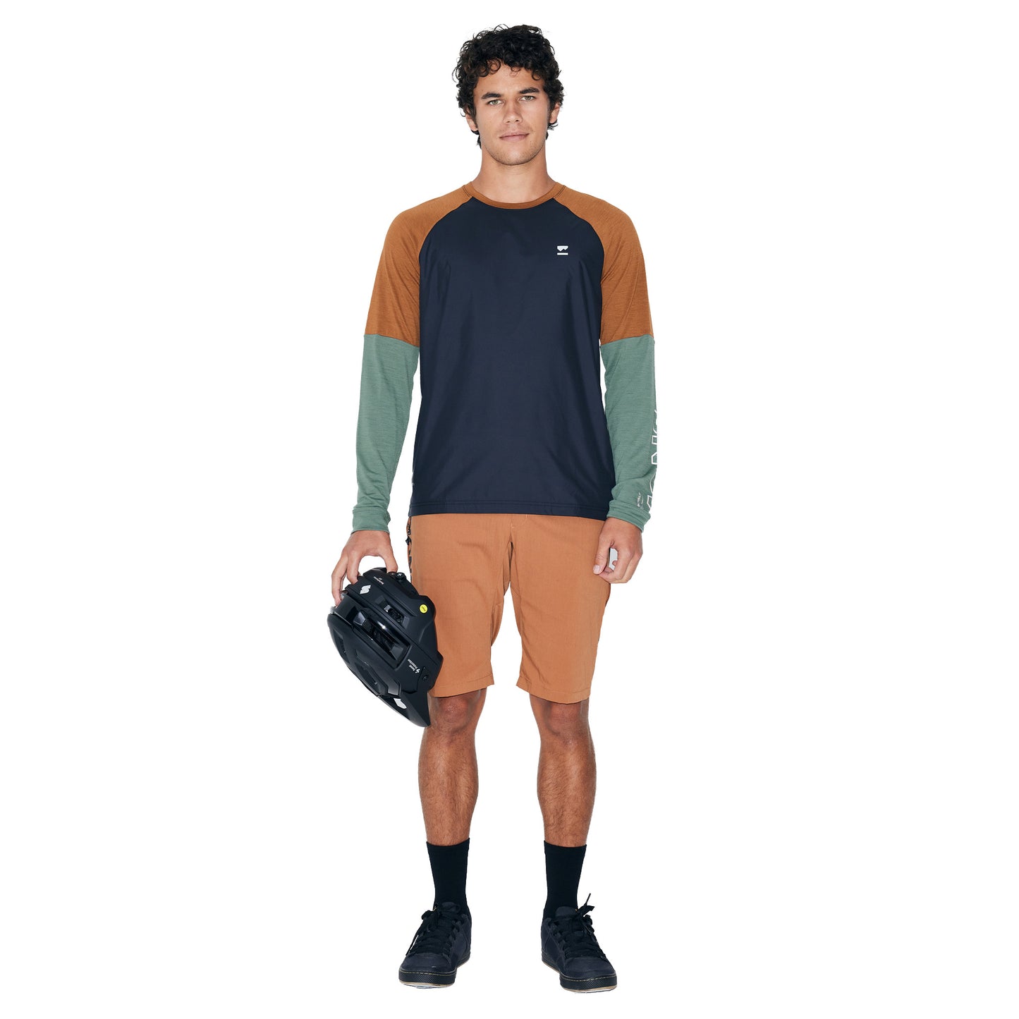 Mons Royale Tarn Merino Bike Wind Jersey - M - Cypress / Caramel / Black - Image 5