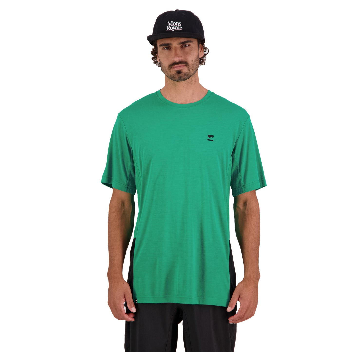 Mons Royale Tarn Merino Shift Mens T-Shirt - M - Pop Green - Black - Image 1