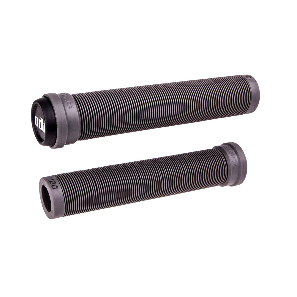 ODI BMX Longneck SLX Flangeless Grips - Graphite - Orange - Slide On Grips - Image 1