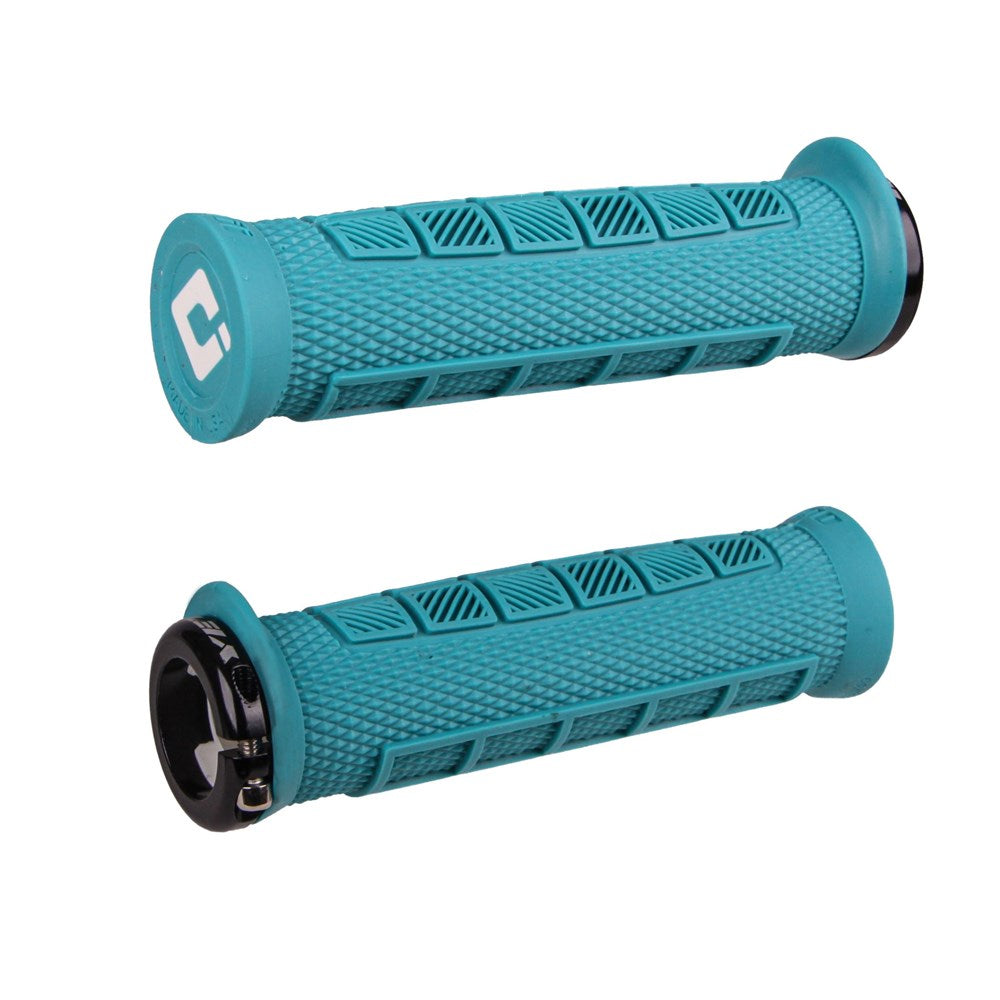 ODI Elite Motion V2.1 Lock On Grips - Turquoise Yeti Edition With Black Clamps - Single Lock On Grips - Image 1