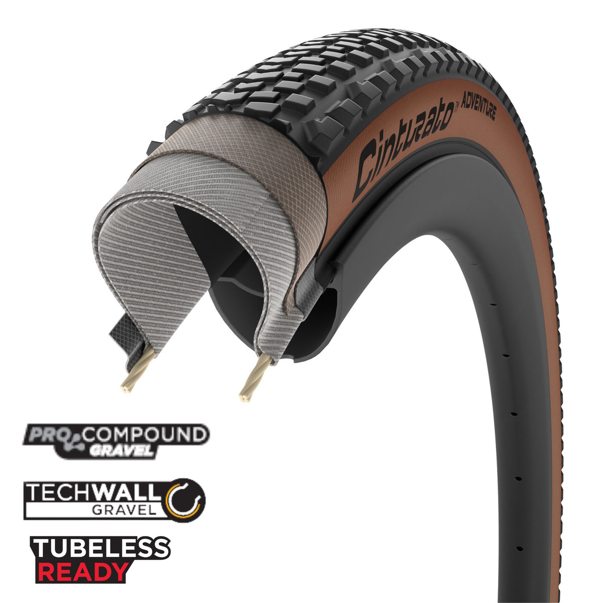 Pirelli Cinturato Adventure Tyre - 700c - 40C - Yes - ProCompound Gravel - ProWALL Gravel - Hard - Light Duty Protection - Folding - Classic - Image 1