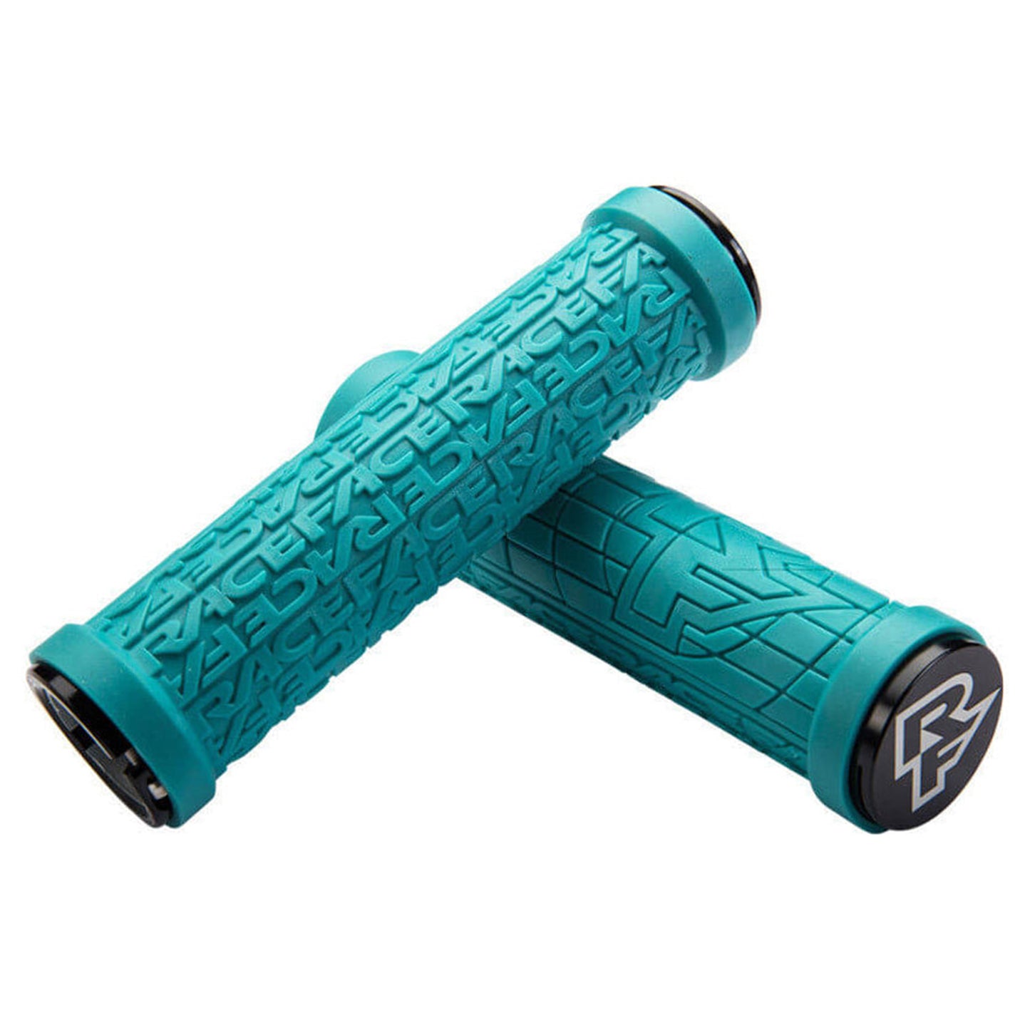 Race Face Grippler Lock On Grips - Turquoise With Black Clamps - Dual Lock On Grips - 33mm - Image 1