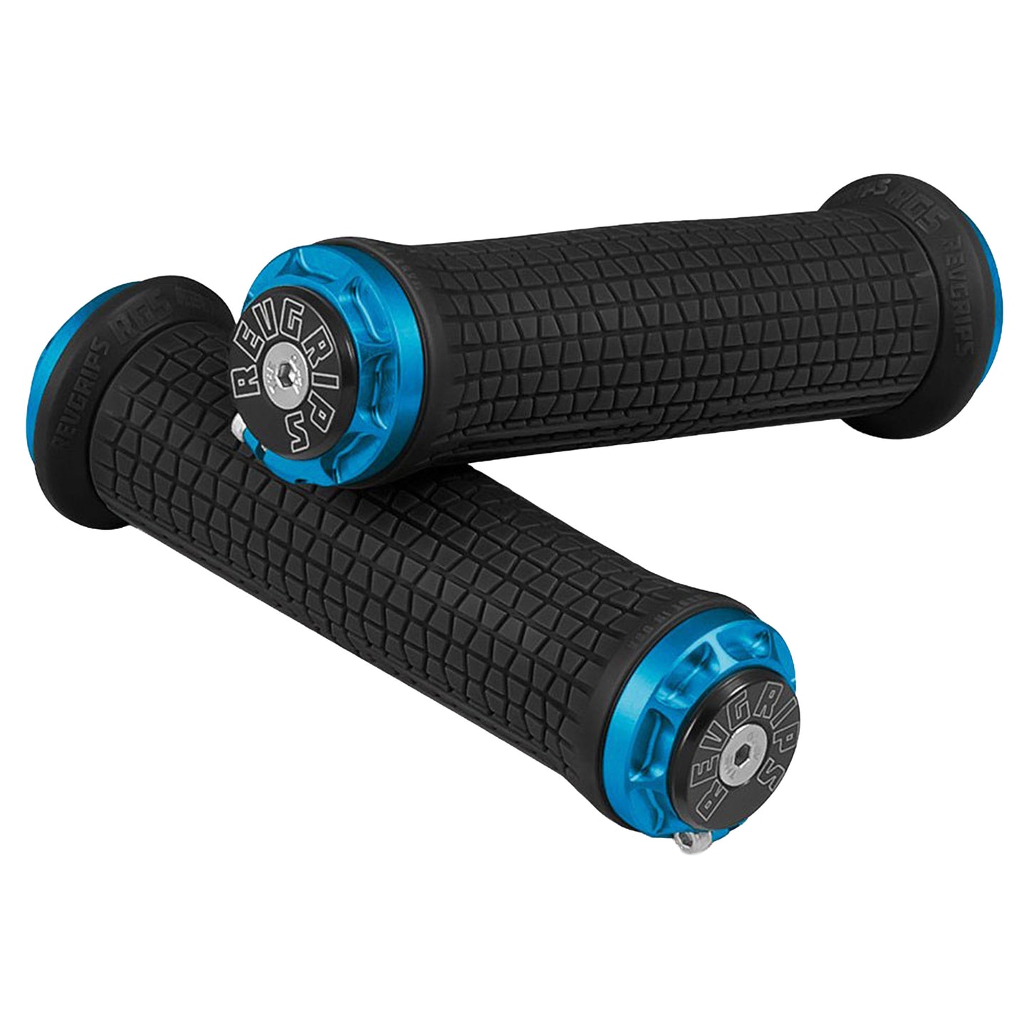 RevGrips Pro Series Grips - Black With Blue Clamps - Dual Lock On Grips - RG7 - Image 1