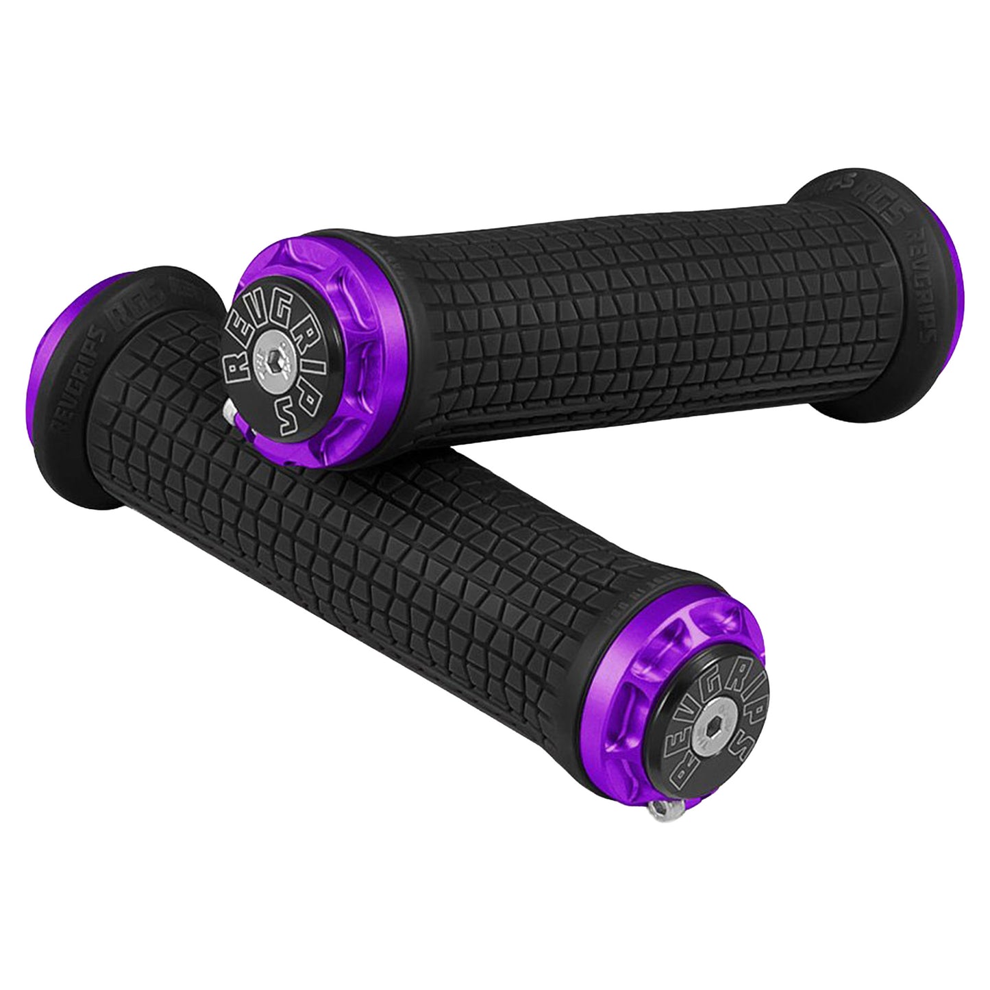 RevGrips Pro Series Grips - Black With Purple Clamps - Dual Lock On Grips - RG6 - Image 1