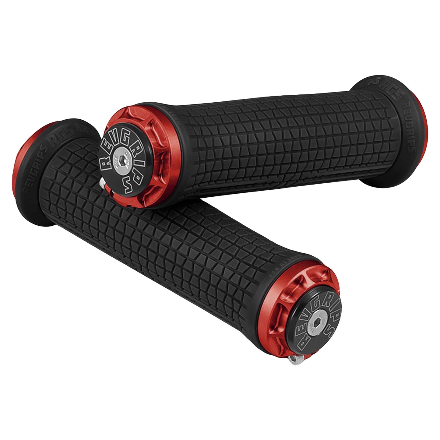 RevGrips Pro Series Grips - Black With Red Clamps - Dual Lock On Grips - RG7 - Image 1