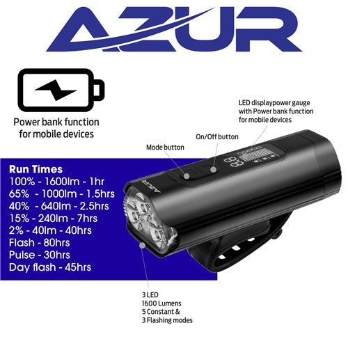 Shop 2nd D1 AZUR Polix 1600 Lumen Front Light - Image 1