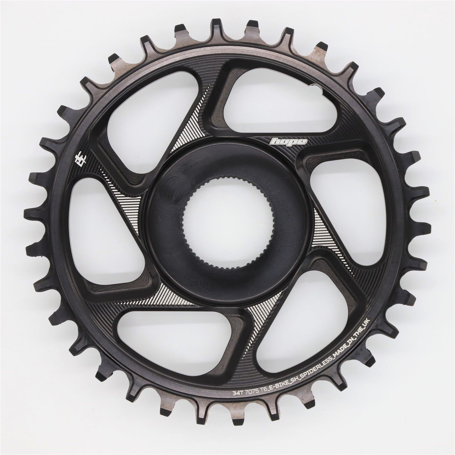 Hope Spiderless Retainer Chainring - Direct Mount - Shimano Steps - 51-53mm Chainline - Round - 34T - 9-12 Speed - Alloy