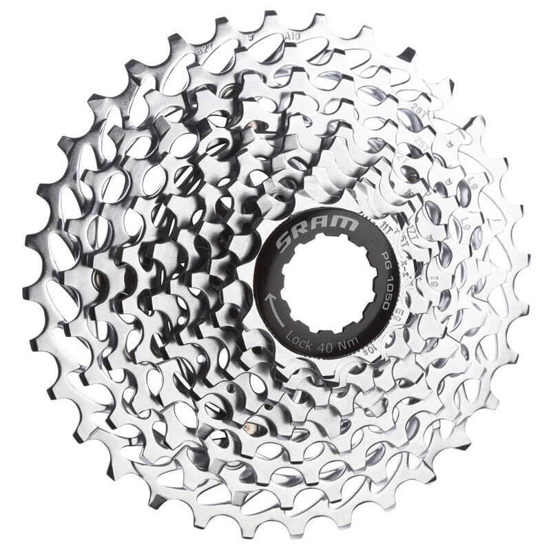 SRAM PG-1030 10 Speed Cassette - 10 Speed - Shimano HG Splined - 11-36T - Silver - Image 1