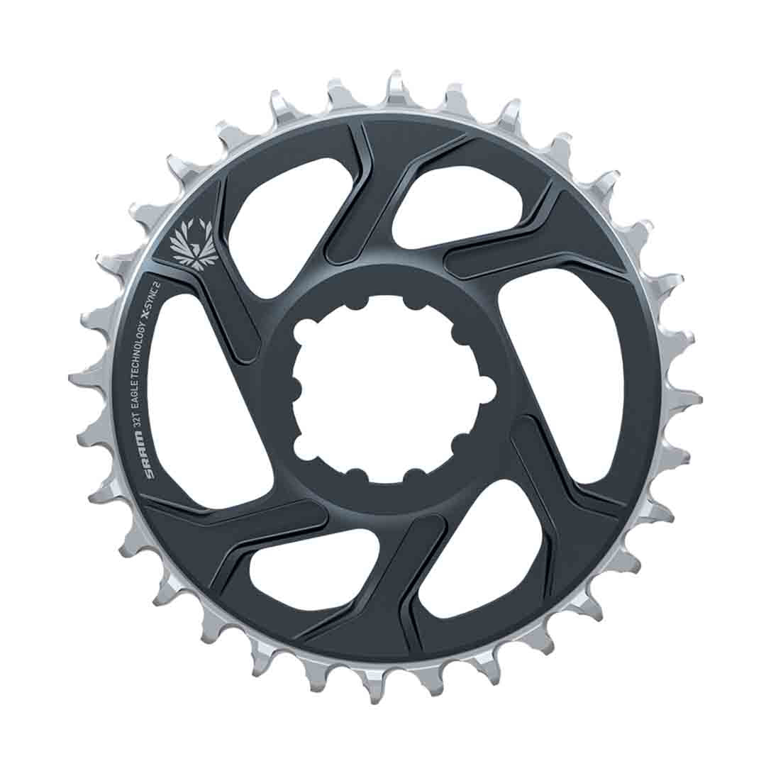SRAM X-SYNC 2 12 Speed Direct Mount Chainring - Direct Mount - SRAM Direct Mount - 3mm Boost - Round - 32T - 11-12 Speed - Lunar Grey - Polar Grey - Alloy - Image 1