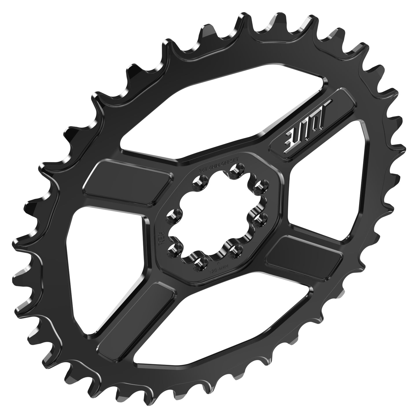 Title CR1 104BCD T-Type Chainring - Four Bolt - 104 BCD - Standard Crank Chainline - Round - 36T - 12 Speed - Alloy - Black - Image 3