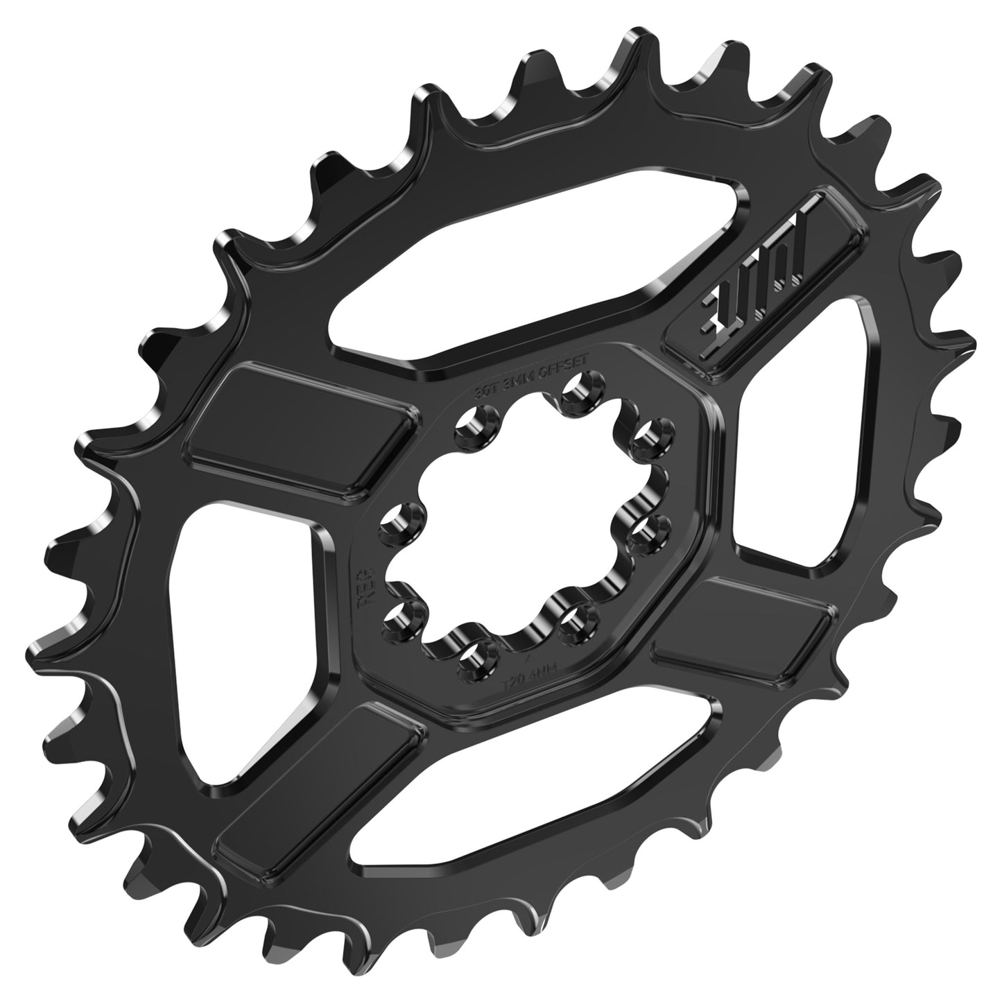 Title CR1 8 Bolt T-Type Chainring - Direct Mount - SRAM - 3mm Boost - Round - 30T - 12 Speed - Alloy - Black - Image 3