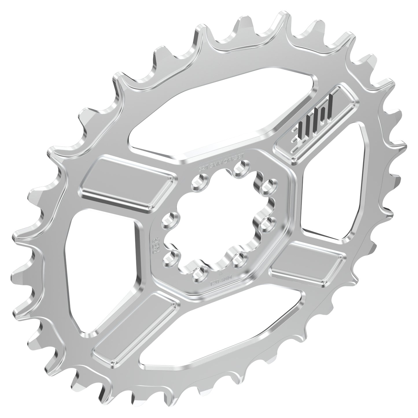 Title CR1 8 Bolt T-Type Chainring - Direct Mount - SRAM - 3mm Boost - Round - 32T - 12 Speed - Alloy - Chrome - Image 3