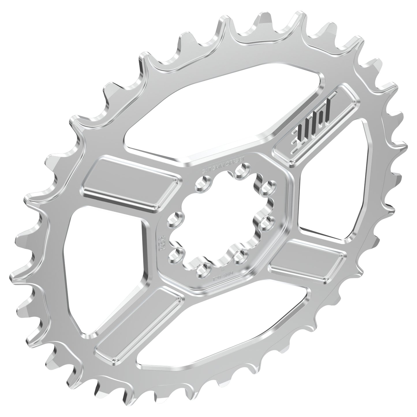 Title CR1 8 Bolt T-Type Chainring - Direct Mount - SRAM - 3mm Boost - Round - 34T - 12 Speed - Alloy - Chrome - Image 3