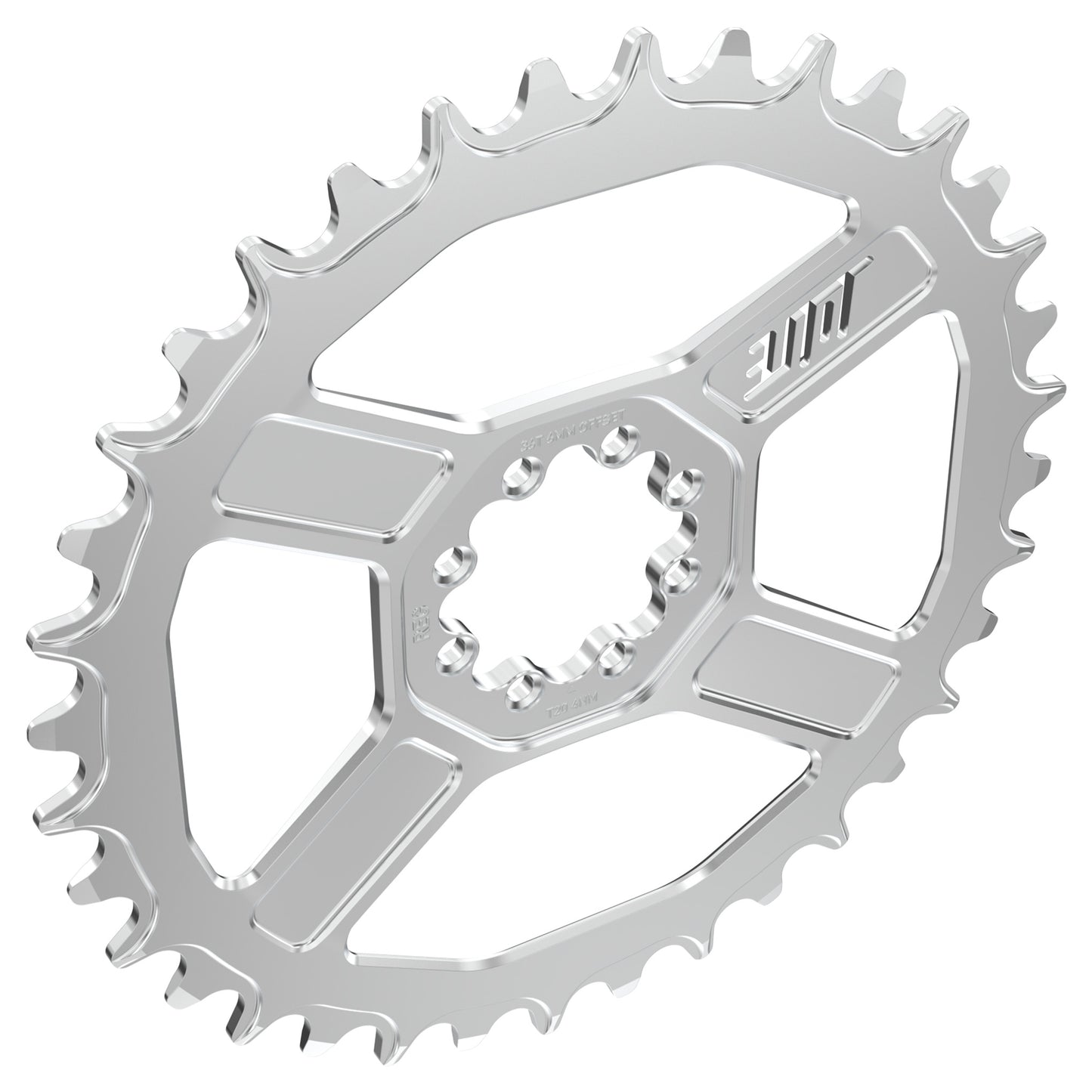 Title CR1 8 Bolt T-Type Chainring - Direct Mount - SRAM - 3mm Boost - Round - 36T - 12 Speed - Alloy - Chrome - Image 3