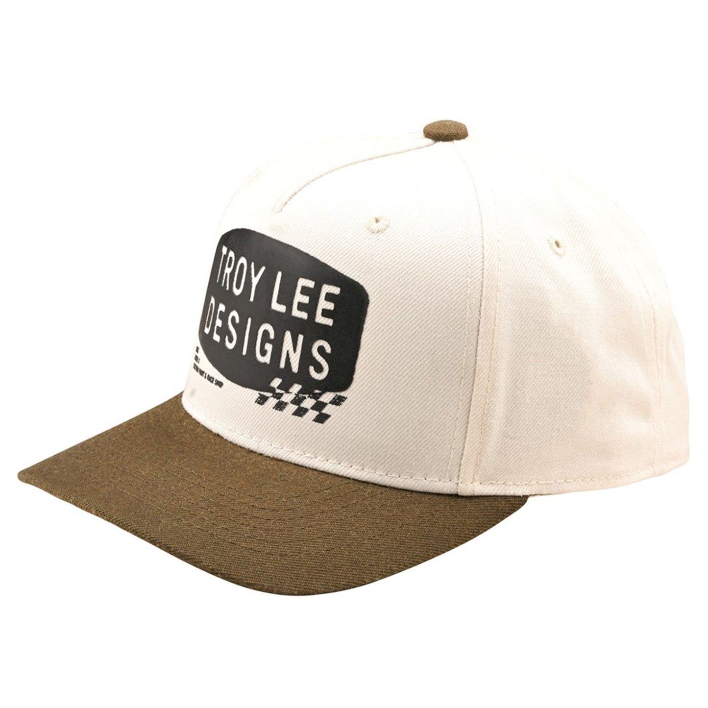 TLD Curved Snapback Hat - OSFA - Stamp Vintage White / Olive - Image 1