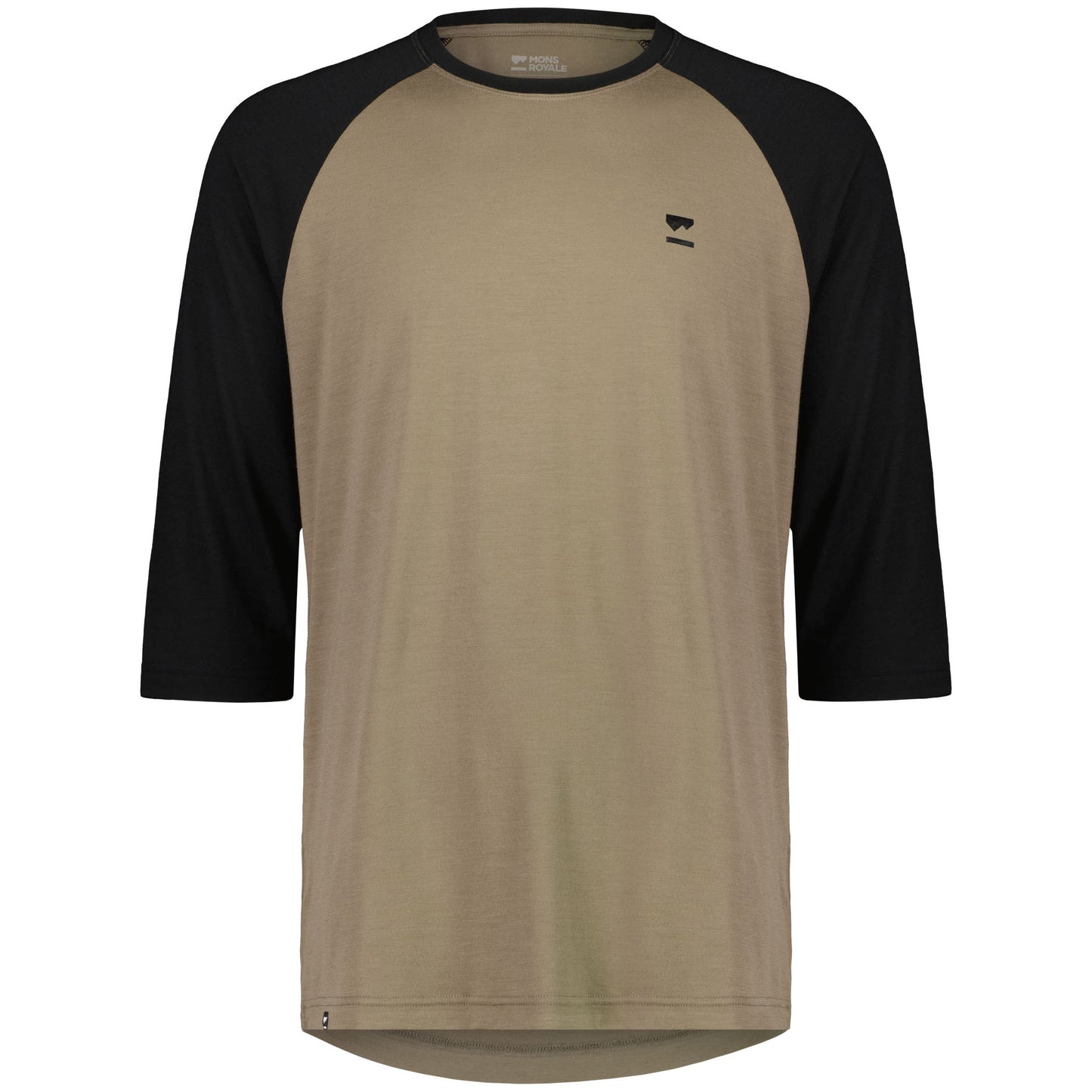 Mons Royale Tarn Merino Shift Raglan 3-4 Sleeve Mens Jersey - L - Walnut - Black