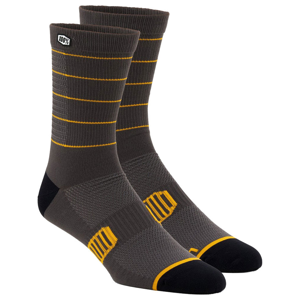 100 Percent Advocate Performance Socks - L-XL - Charcoal - Mustard