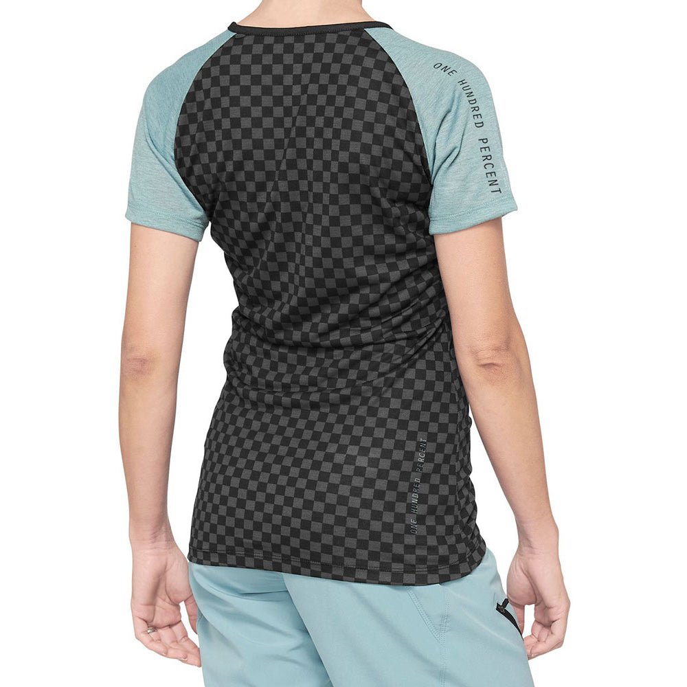 100 Percent Airmatic Women's Short Sleeve Jersey - S - Seafoam Checkers