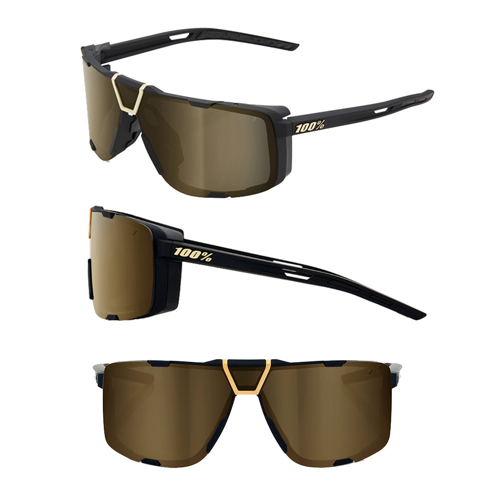 100 Percent Eastcraft Sunglasses - One Size Fits Most - Soft Tact Black Soft Gold Mirror Lens