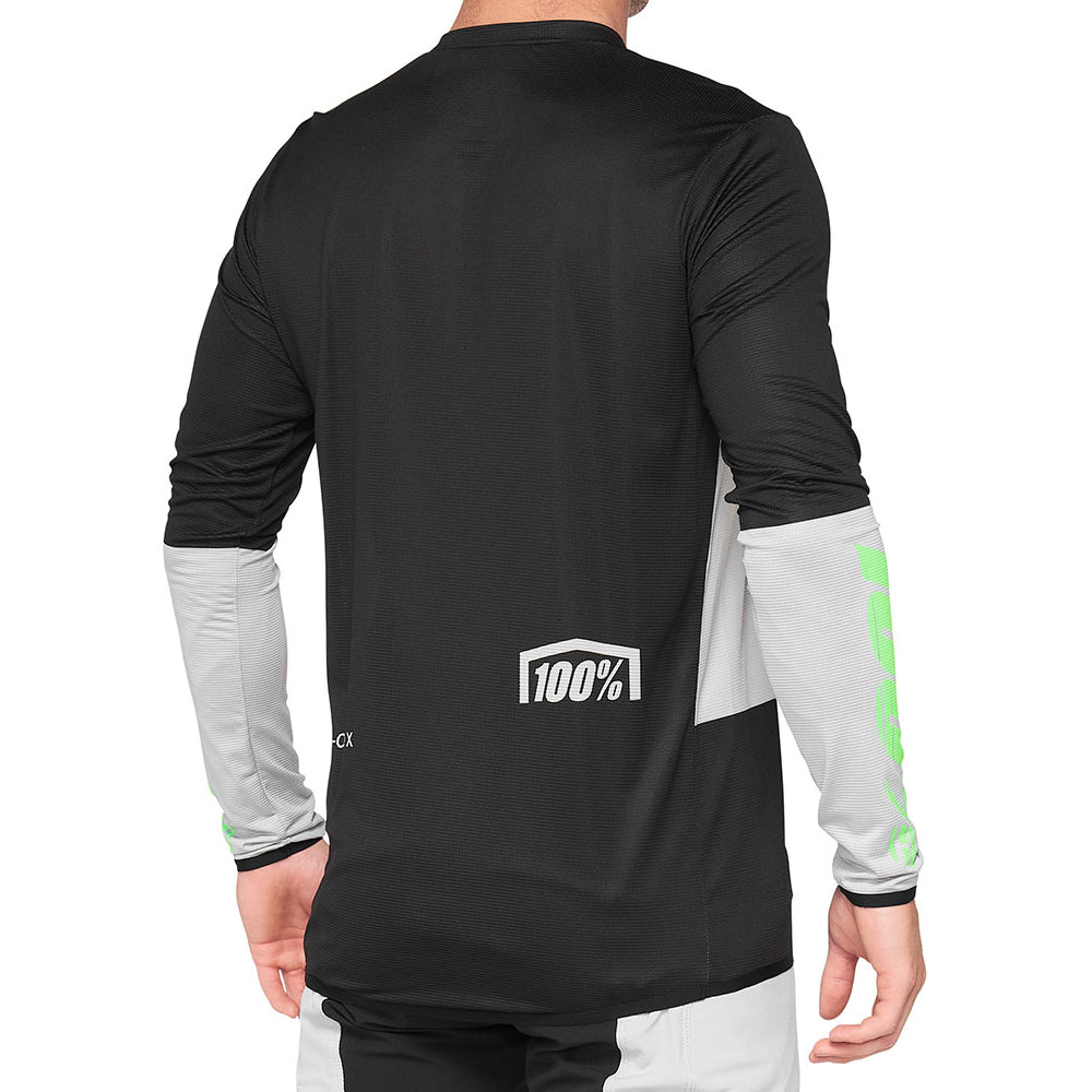 100 Percent R-Core-X DH Long Sleeve Jersey - L - Vapor - Black